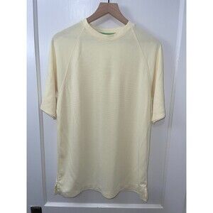 Caribbean Men's Modal Polyester Short Sleeve Tee Yellow Ribbed T Shirt Size M